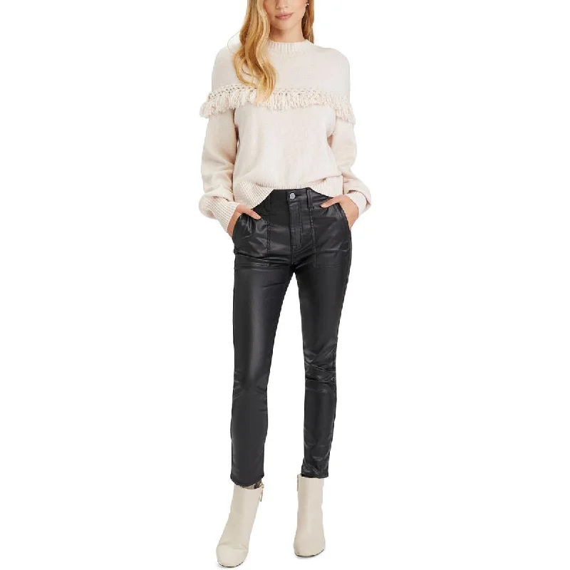 Simple Style Sanctuary Womens Tassel At Hand Knit Fringe Crewneck Sweater