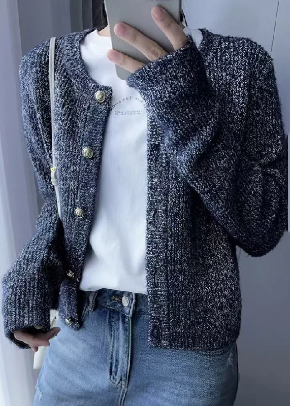 Stunning Fashion Women Grey O Neck Button Cozy Wool Knit Cardigans Fall