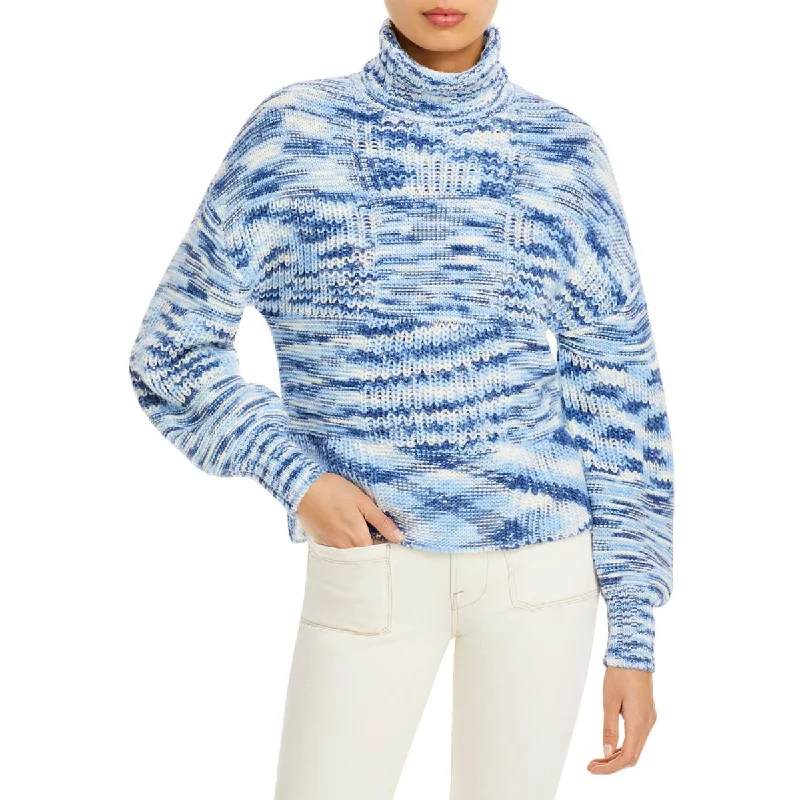 Celebrity Style STAUD Womens Benny Sweater Knit Puff Sleeve Turtleneck Sweater