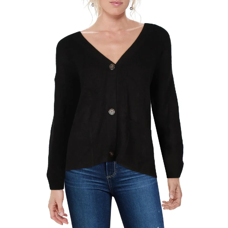 Warm And Comfortable French Connection Womens Button-Down Ribbed Knit Cardigan Sweater