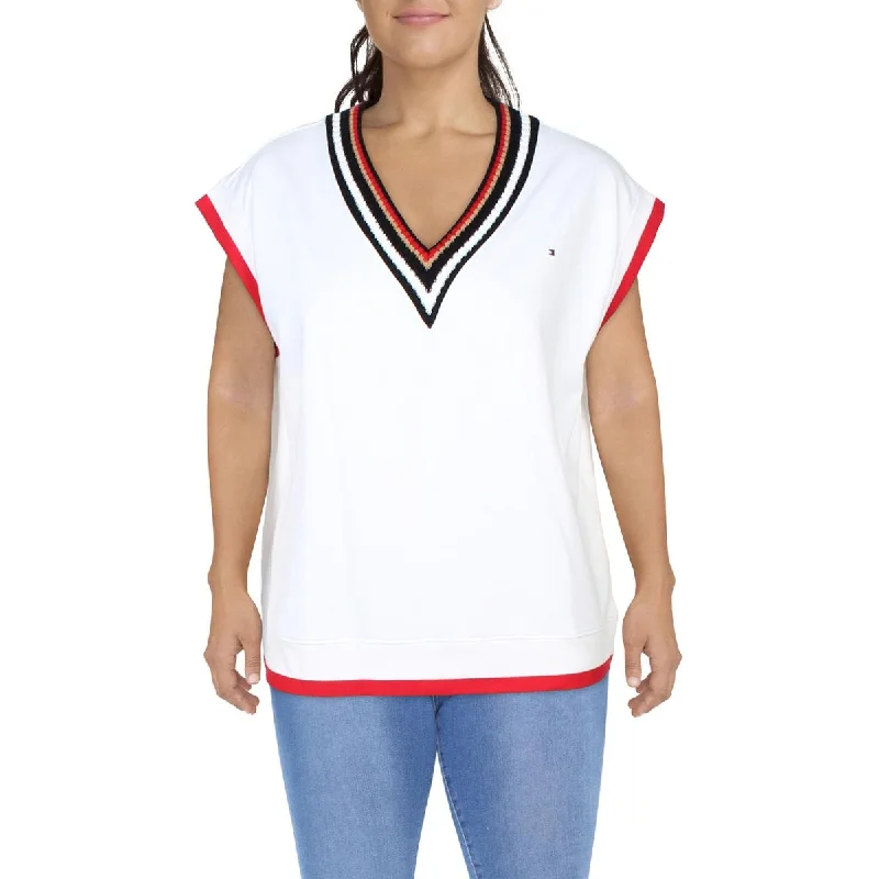 Sports And Leisure Tommy Hilfiger Womens    V Neck Ribbed Trim Tank Top Sweater