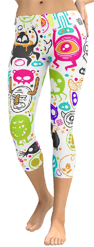Elegant Tailoring Colorful Doodles Capris