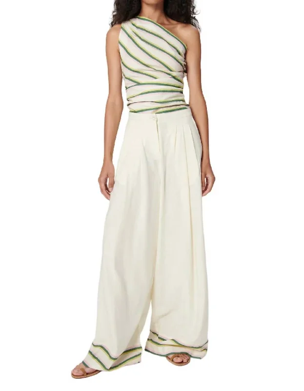 Luxury And Elegant Okra Pants In Eden Cream
