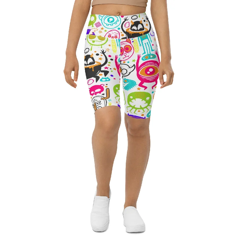 Simple Style Colorful Doodles Biker Shorts