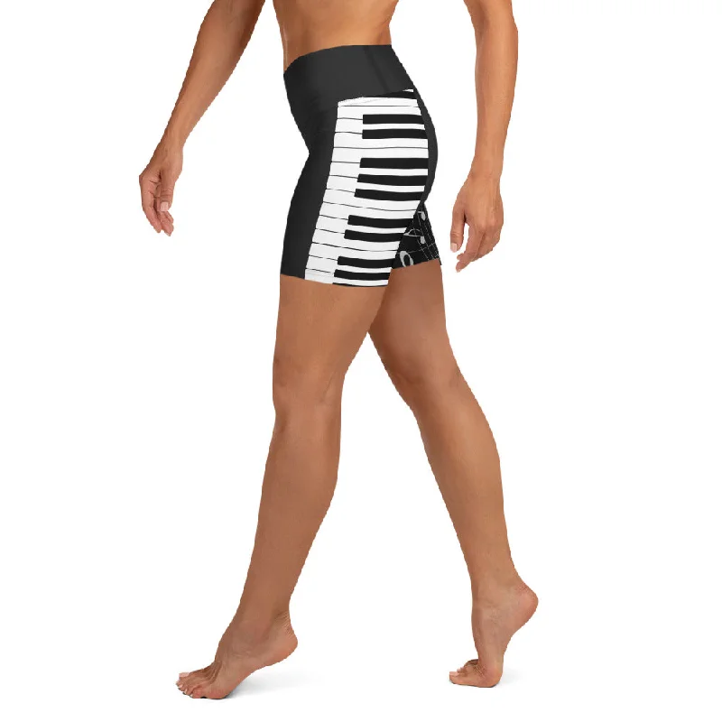 Embroidered Letters Music Yoga Shorts
