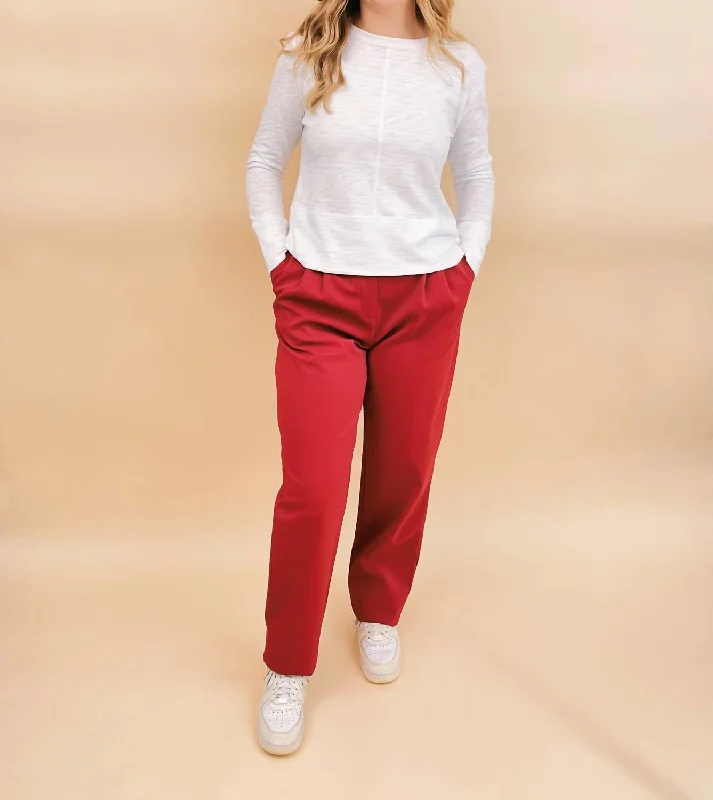 Classic Style Sophia Faux Leather Trousers In Red