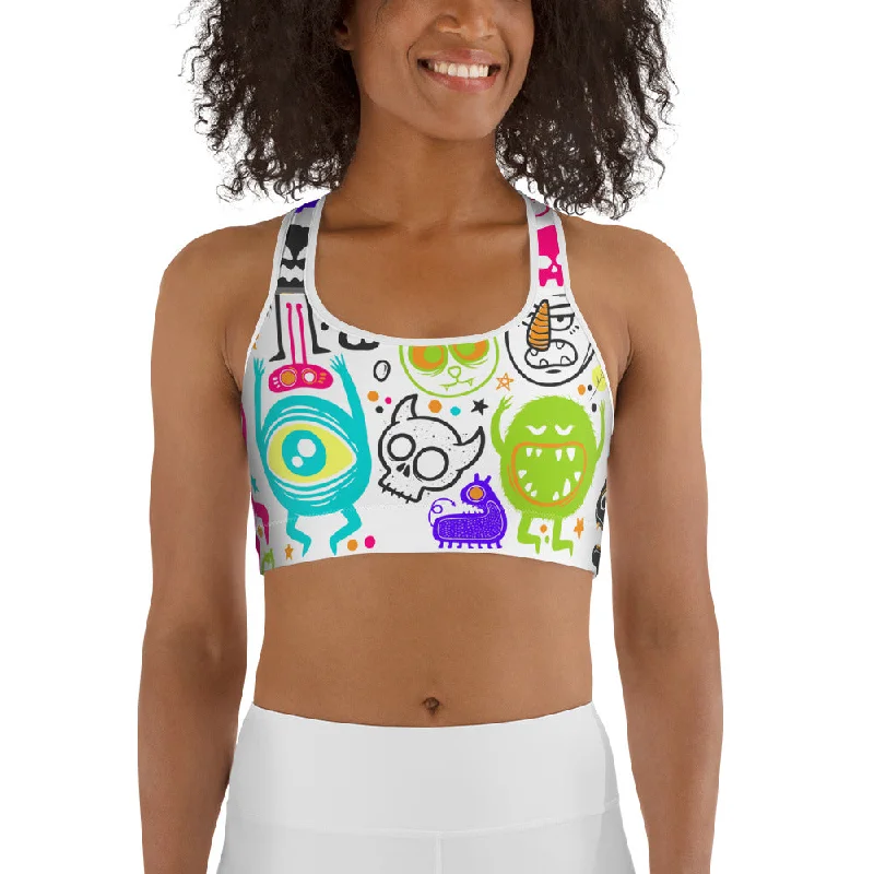 Knowledge And Elegance Colorful Doodles Sports Bra