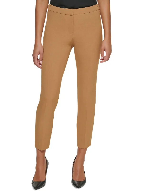 Slim Fit Petites Womens Tapered Leg Mid-Rise Ankle Pants