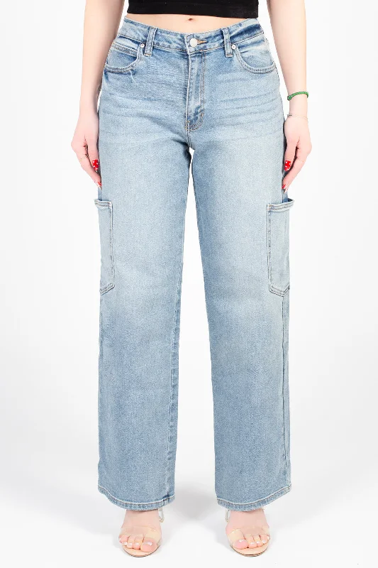 Sweet Breath Just Black Denim Cargo Straight Leg Jeans