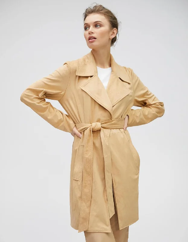 Light Fit Vegan Suede Stretch Belted Wrap Jacket