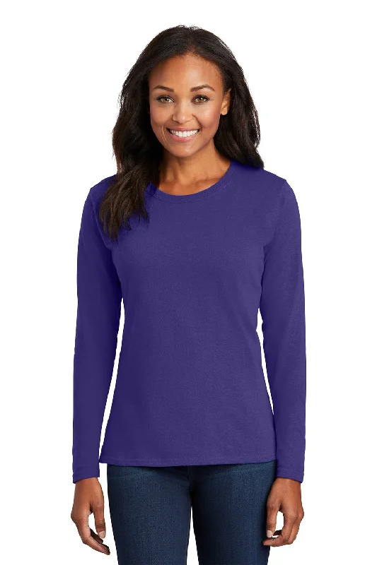 Fashionable Ease Port & Company Womens Core Long Sleeve Crewneck T-Shirt - Purple