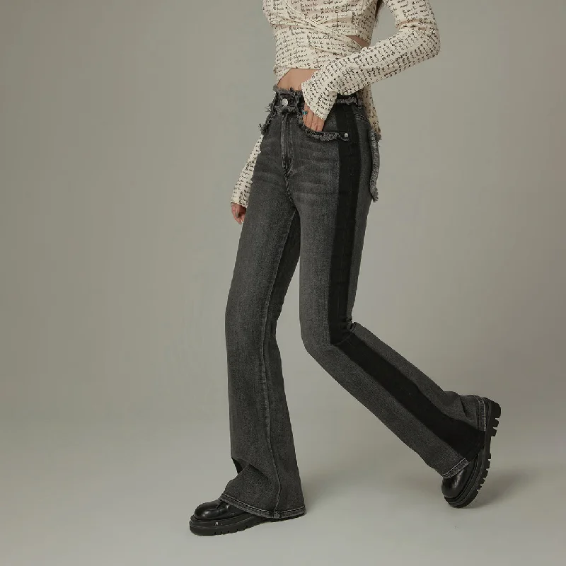 Noble And Elegant High Waist Frayed Bootcut Denim Jeans