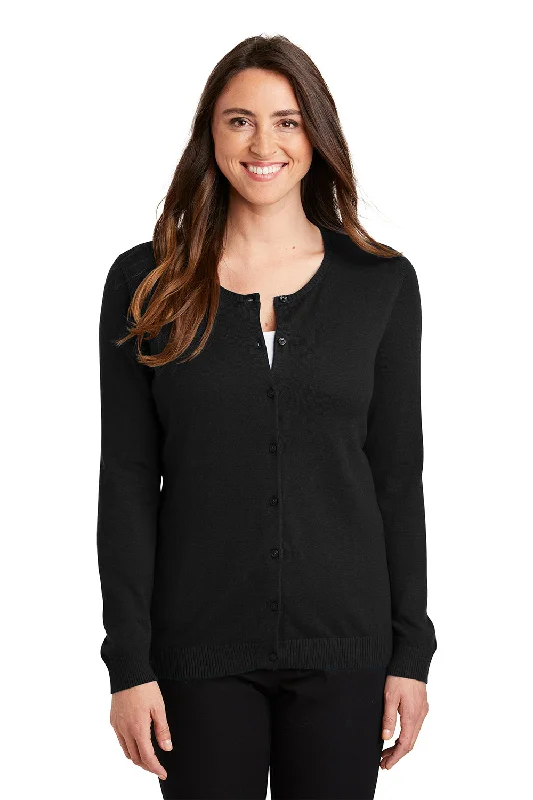Comfortable Dresses Port Authority Womens Long Sleeve Cardigan Sweater - Black - Closeout Comfortable Dresses Port Authority Womens Long Sleeve Cardigan Sweater - Black - Closeout