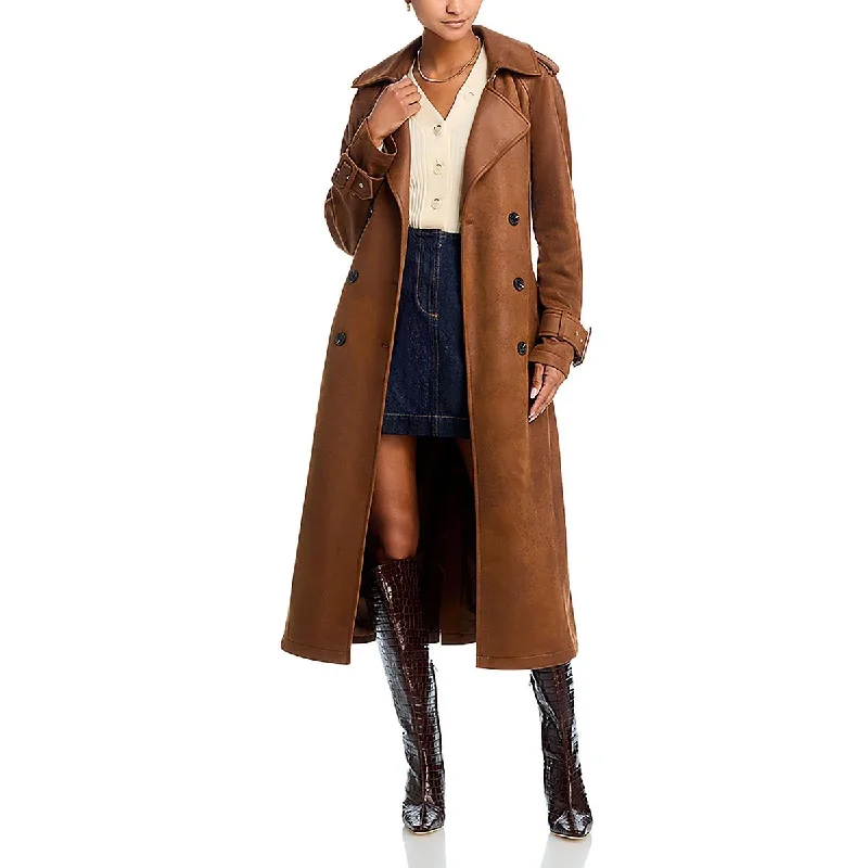 Easy Wear Chic Avec Les Filles Womens Long Faux Suede Trench Coat