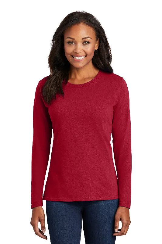 Smart Comfort Port & Company Womens Core Long Sleeve Crewneck T-Shirt - Red