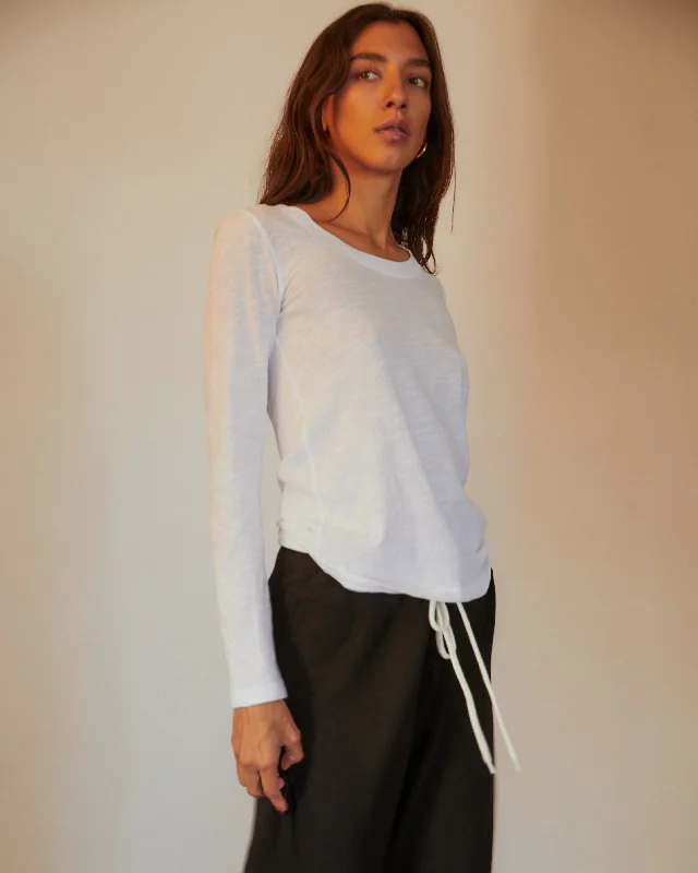 Summer Comfort Textured Tri-Blend Fitted Long Sleeve Crew