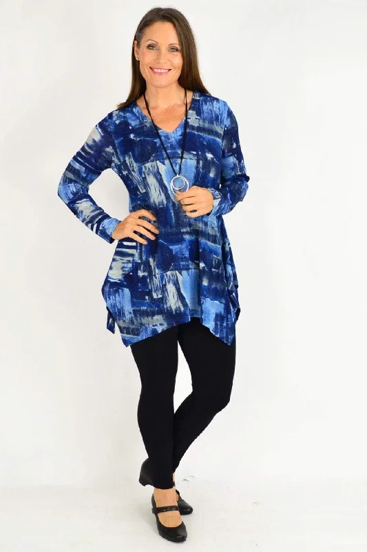 Simple Style Blue Nova Tunic Top