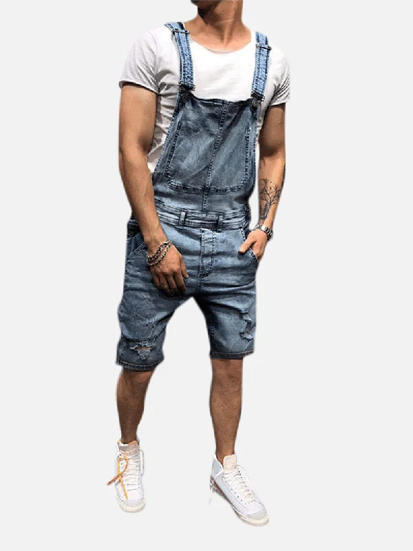 Fashion Classic Men Slim Fit Denim Short Casual Jumpsuit