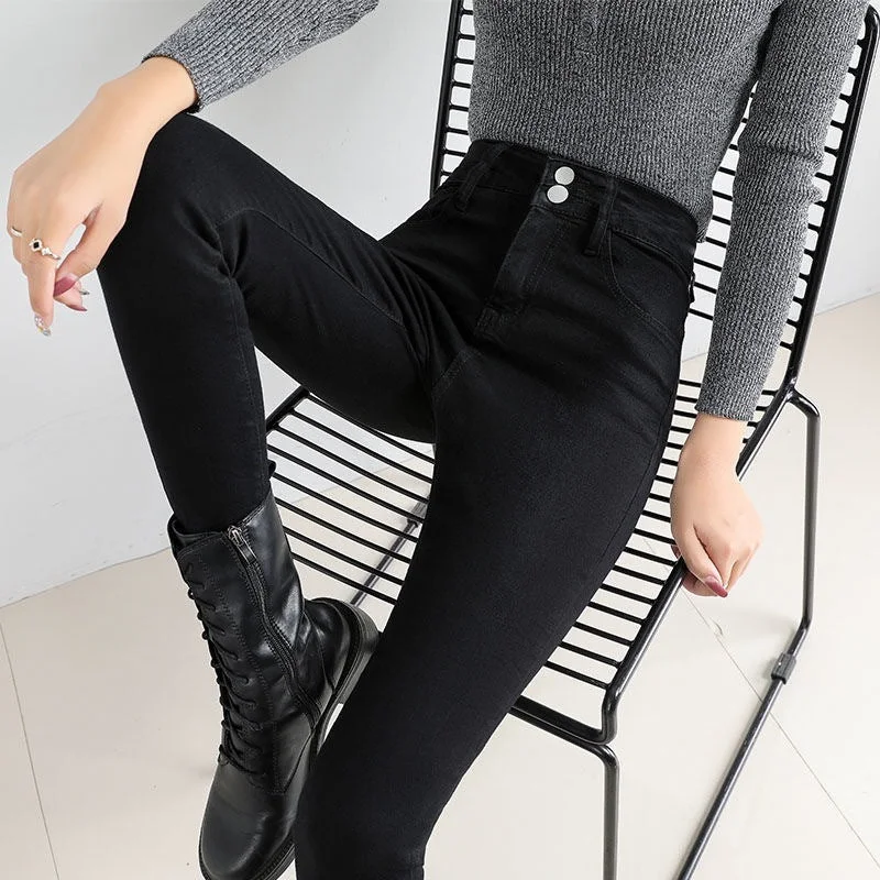 Sports Trend Black Tight Trousers Long Skinny Pants Tide