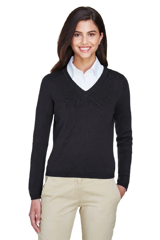 Effortless Style Devon & Jones Womens Wrinkle Resistant V-Neck Sweater - Black - Closeout