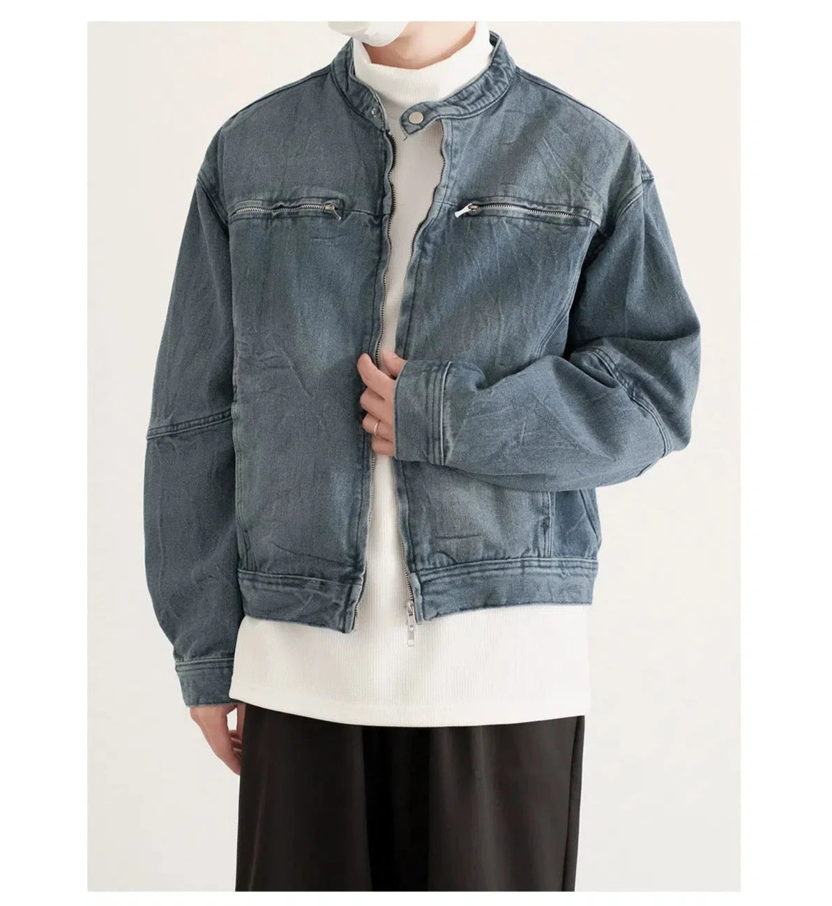 Cozy Lounge Wear Casual Zip Front Denim Jacket