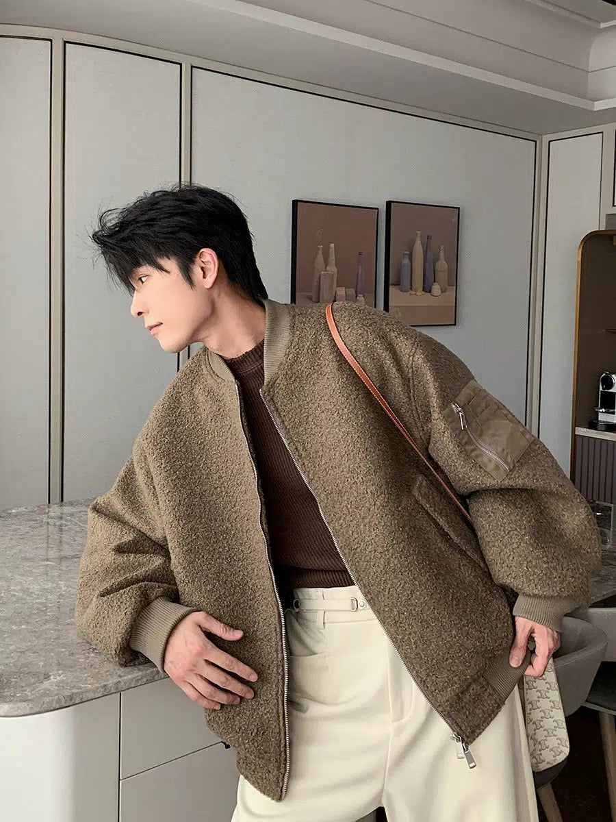 Everyday Chic Casual Fleece Bomber Jacket