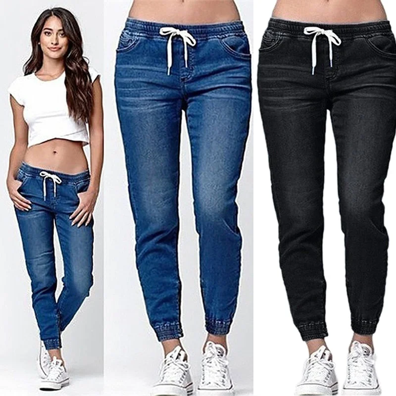 Luxury Style 2020 New Autumn Pencil Pants Vintage High Waist Jeans New Womens Pants Full Length Pants Loose Ccowboy Pants Plus Size 5XL 6XL