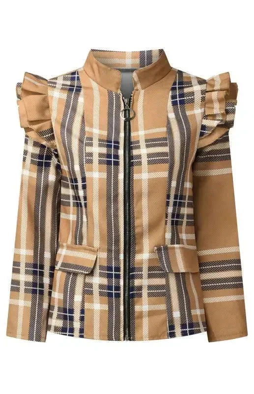 Light Dressing Casual Printed Short Zipper Women Duster Coat