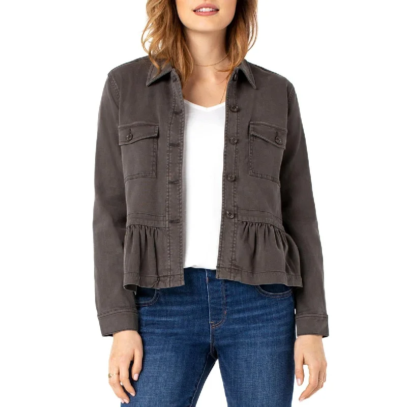 Soft Feel Liverpool Womens Peplum  Trucker Jacket