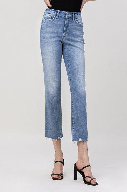 Goddess Style High Rise Crop Straight Jeans