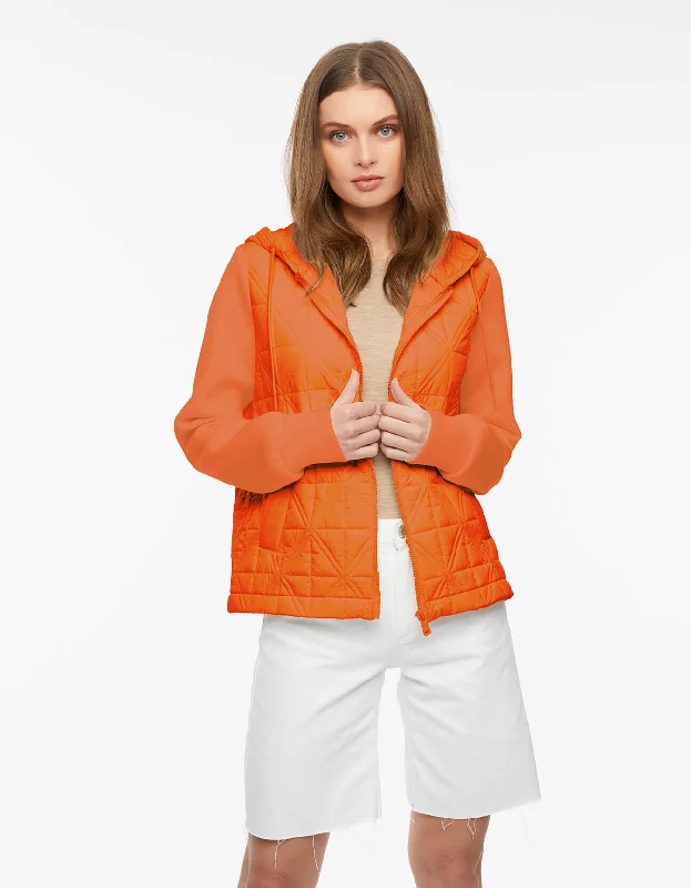 Easy-to-Wear Mod Mix Neoprene Sleeve Puffer Jacket