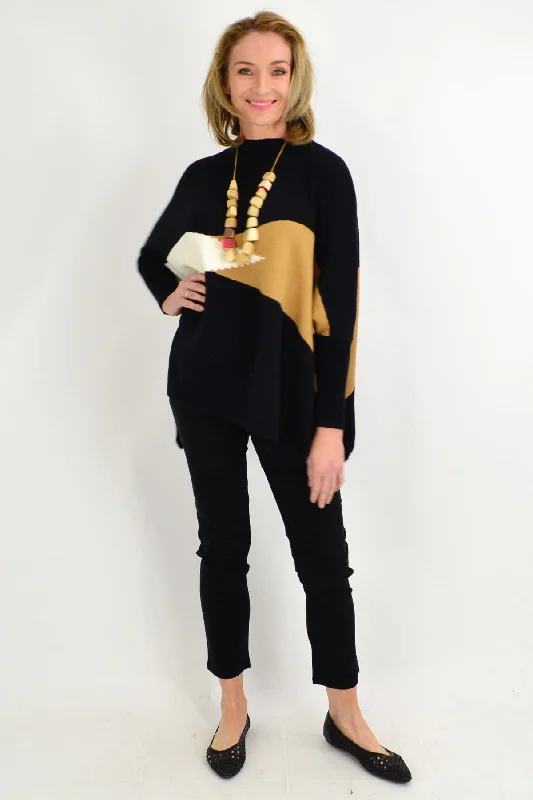 Casual Chic Black Weekend Crew Neck Knit Tunic Jumper