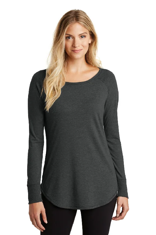 Elegant Comfort District Womens Perfect Tri Long Sleeve Crewneck T-Shirt - Black Frost
