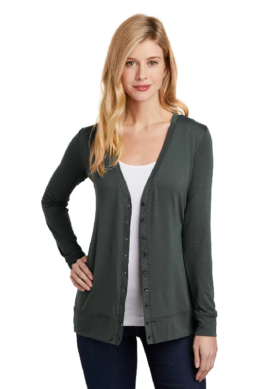 Casual Chic Wear Port Authority Womens Concept Long Sleeve Cardigan Sweater - Smoke Grey Casual Chic Wear Port Authority Womens Concept Long Sleeve Cardigan Sweater - Smoke Grey