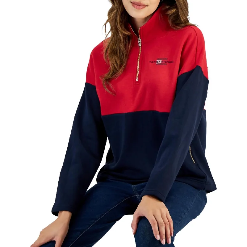 Easy Comfort Style Tommy Hilfiger Womens Super Fleece Colorblock Fleece Anorak Jacket