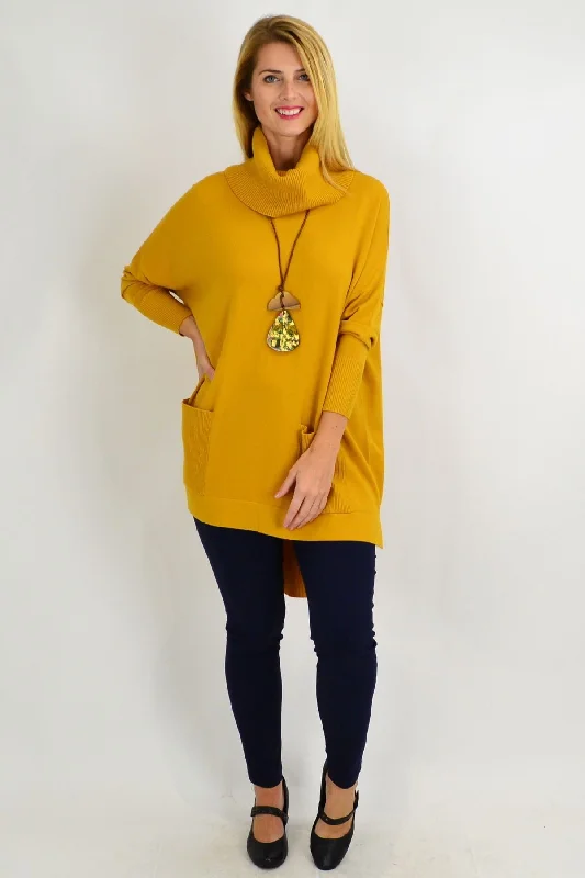 British Style Mustard Taylor Winter Knit Tunic Top