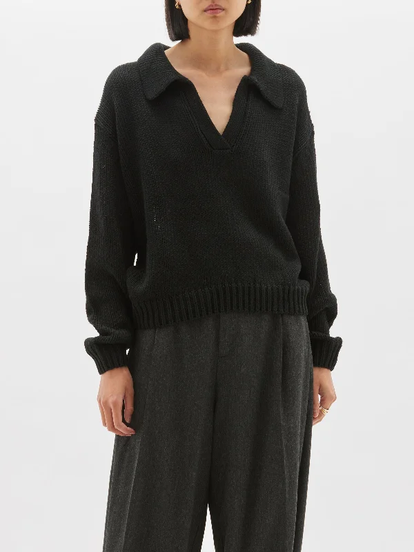 Comfortable Outfits boxy cotton polo knit