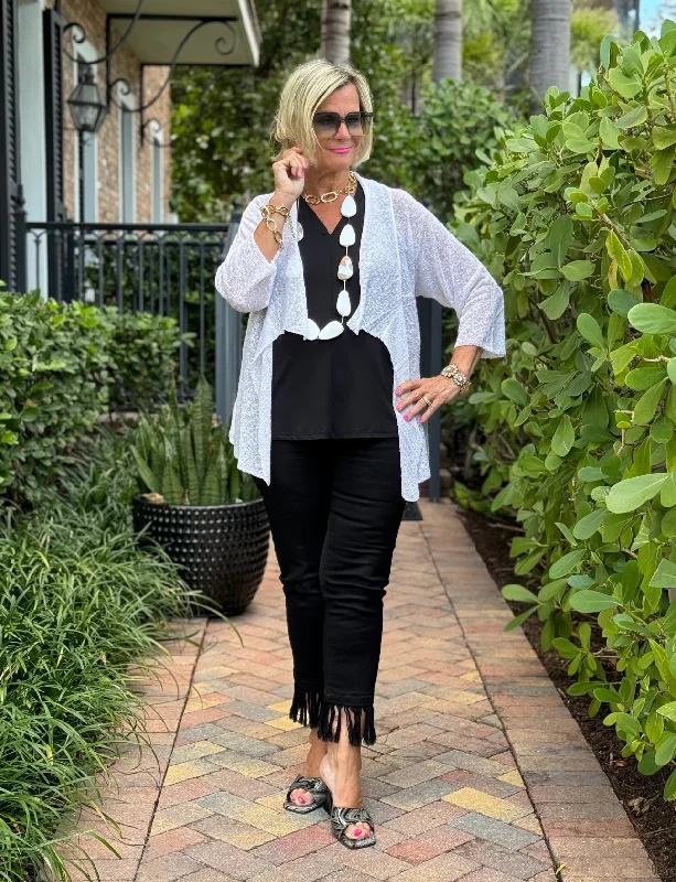 Fashionable Inner Wear LULU-B BLACK FRINGE CAPRI