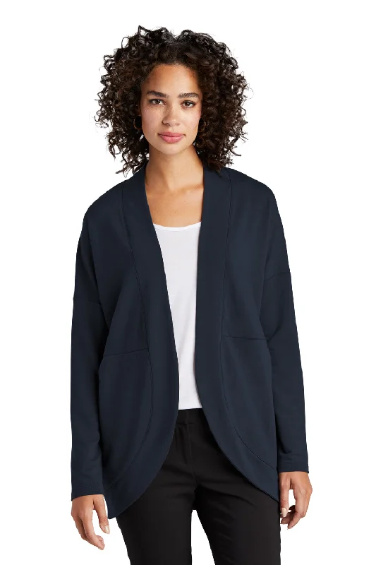 Cozy Vibes Mercer+Mettle Womens Stretch Open Front Long Sleeve Cardigan Sweater - Night Navy Blue