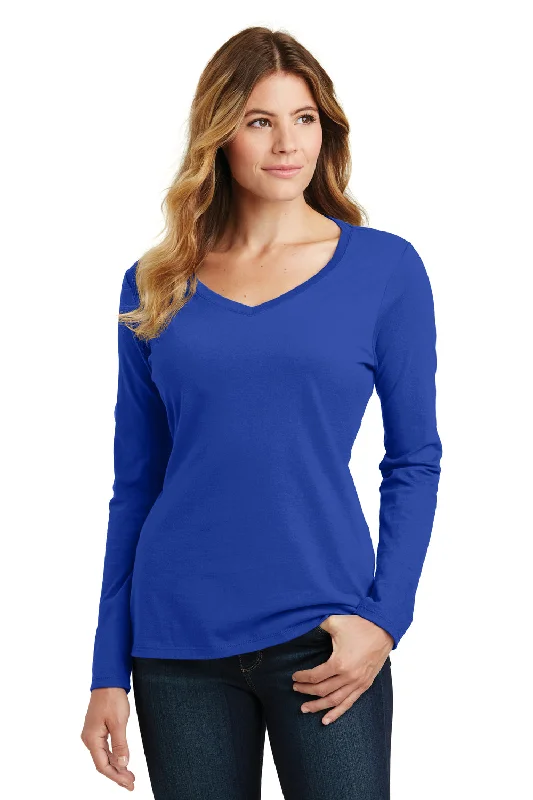Cozy Pants Port & Company Womens Fan Favorite Long Sleeve V-Neck T-Shirt - True Royal Blue Cozy Pants Port & Company Womens Fan Favorite Long Sleeve V-Neck T-Shirt - True Royal Blue