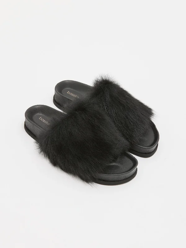 Cozy Look shearling platform slide