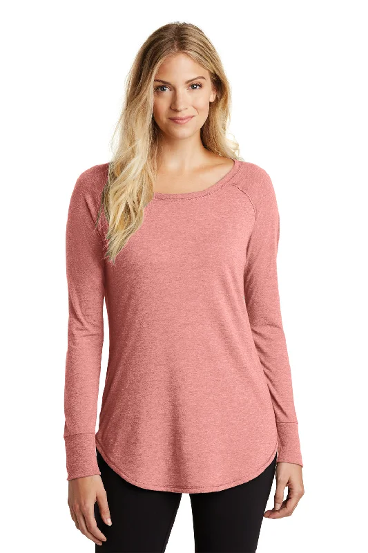 Cozy Dress District Womens Perfect Tri Long Sleeve Crewneck T-Shirt - Blush Pink Frost