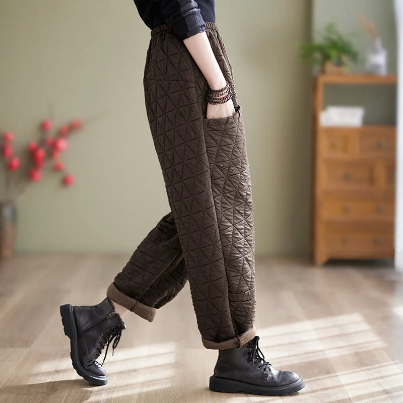 Classic Color Autumn And Winter Loose Plus Size Quilted Retro Casual Thickening Harem Pants