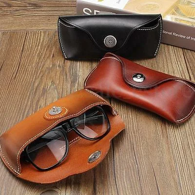 High-end Fashion Vintage Handmade Cow Leather Glasses Case Causal Jeans Belt Eye Glasses Box