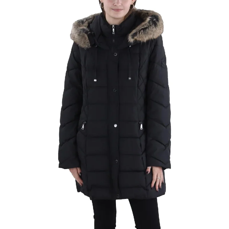 Casual Ease Laundry by Shelli Segal Womens Faux Fur Trim Hooded Puffer Jacket