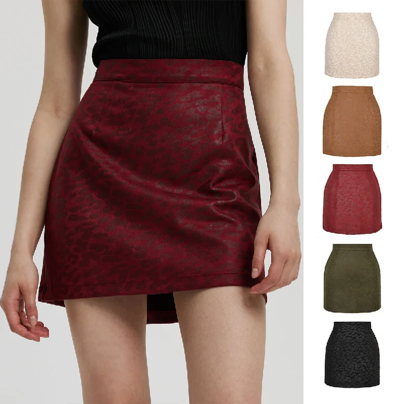 Trendy Items Bronzing Leopard Suede Skirt European And American High Waist Skirt