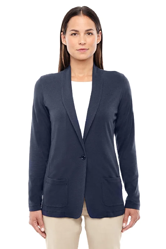 Effortless Elegance Devon & Jones Womens Perfect Fit Cardigan Sweater - Navy Blue