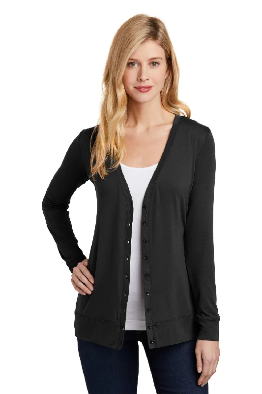 Minimal Comfort Port Authority Womens Concept Long Sleeve Cardigan Sweater - Black