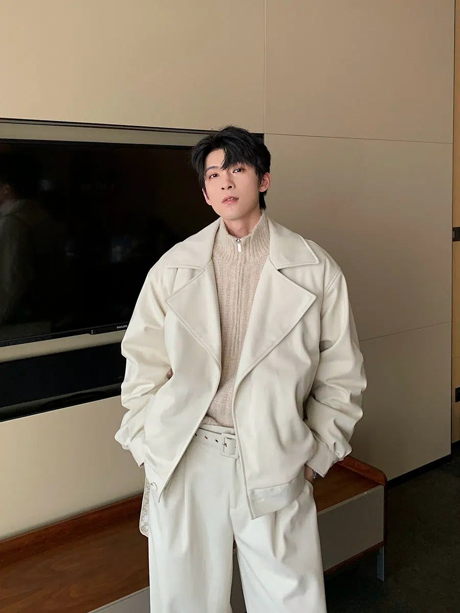 Relaxed Clothing Wide Collar Oversized Jacket Pants Set