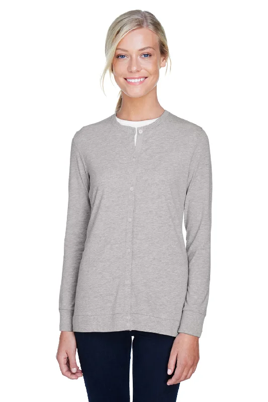 Cozy Layers Devon & Jones Womens Perfect Fit Ribbon Cardigan Sweater - Heather Grey
